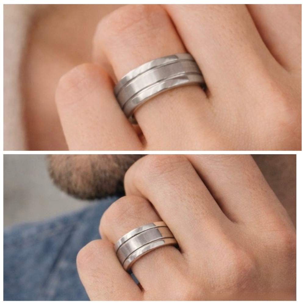 Size 5 1/2 Titanium plated beveled edge band, ring